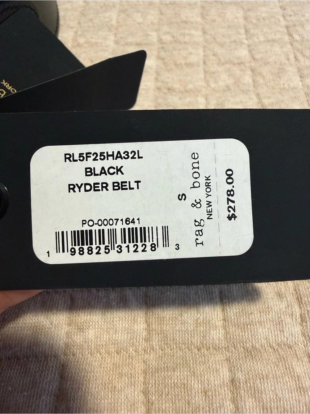NWT Rag & Bone Black Leather Ryder Stretch Belt Silver Buckle Small